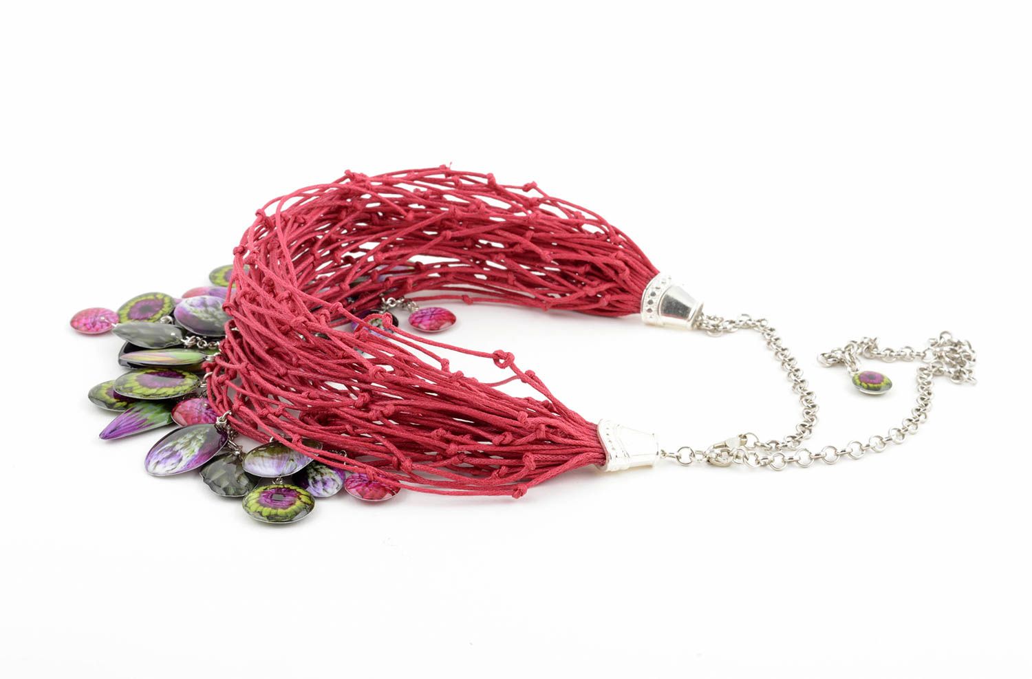 Handmade Halskette für Frauen Designer Schmuck Stoff Halskette bunt grell  foto 3