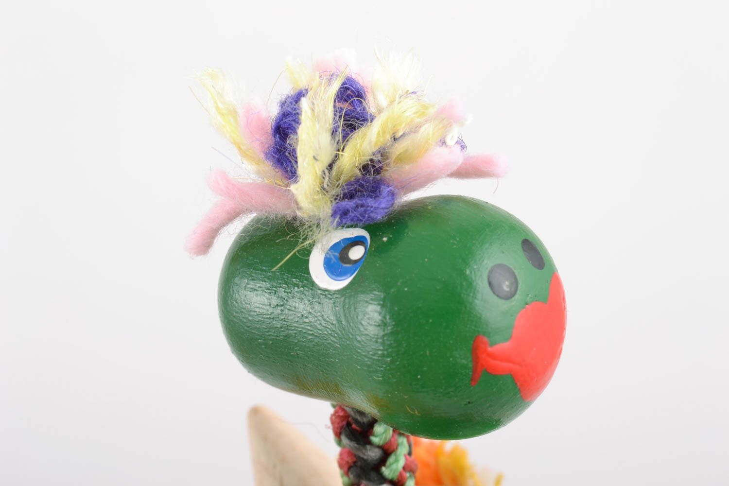 Деревянная эко игрушка ручной работы с росписью Дракон детская милая фото 3