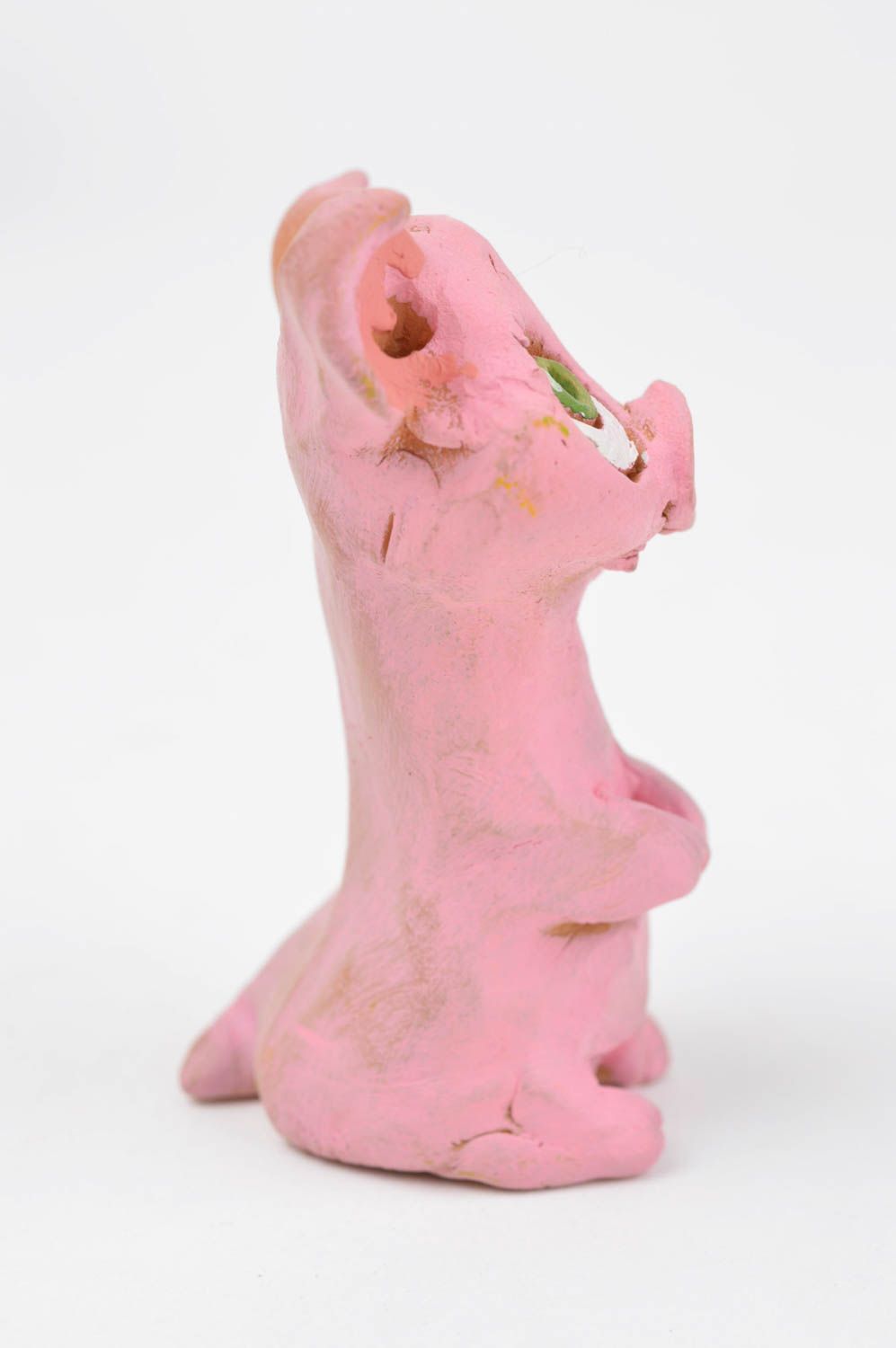 Figurine décorative Statuette animal fait main cochon rose Cadeau original photo 3