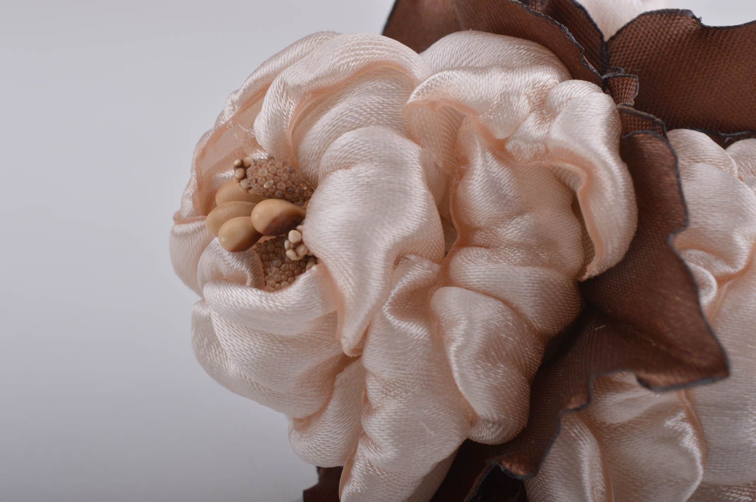 Handmade beige braune Haarspange Blume Mädchen Haarschmuck Accessoire für Kind foto 3