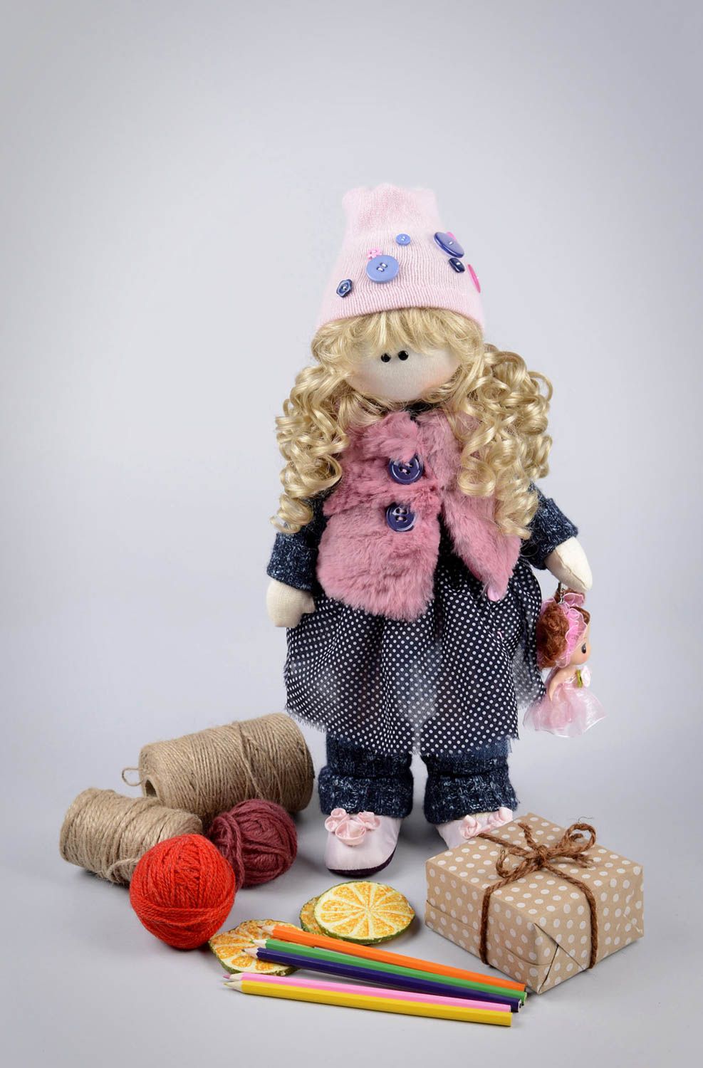 Красивая кукла для интерьера ручной работы кукла из ткани декоративная кукла фото 5