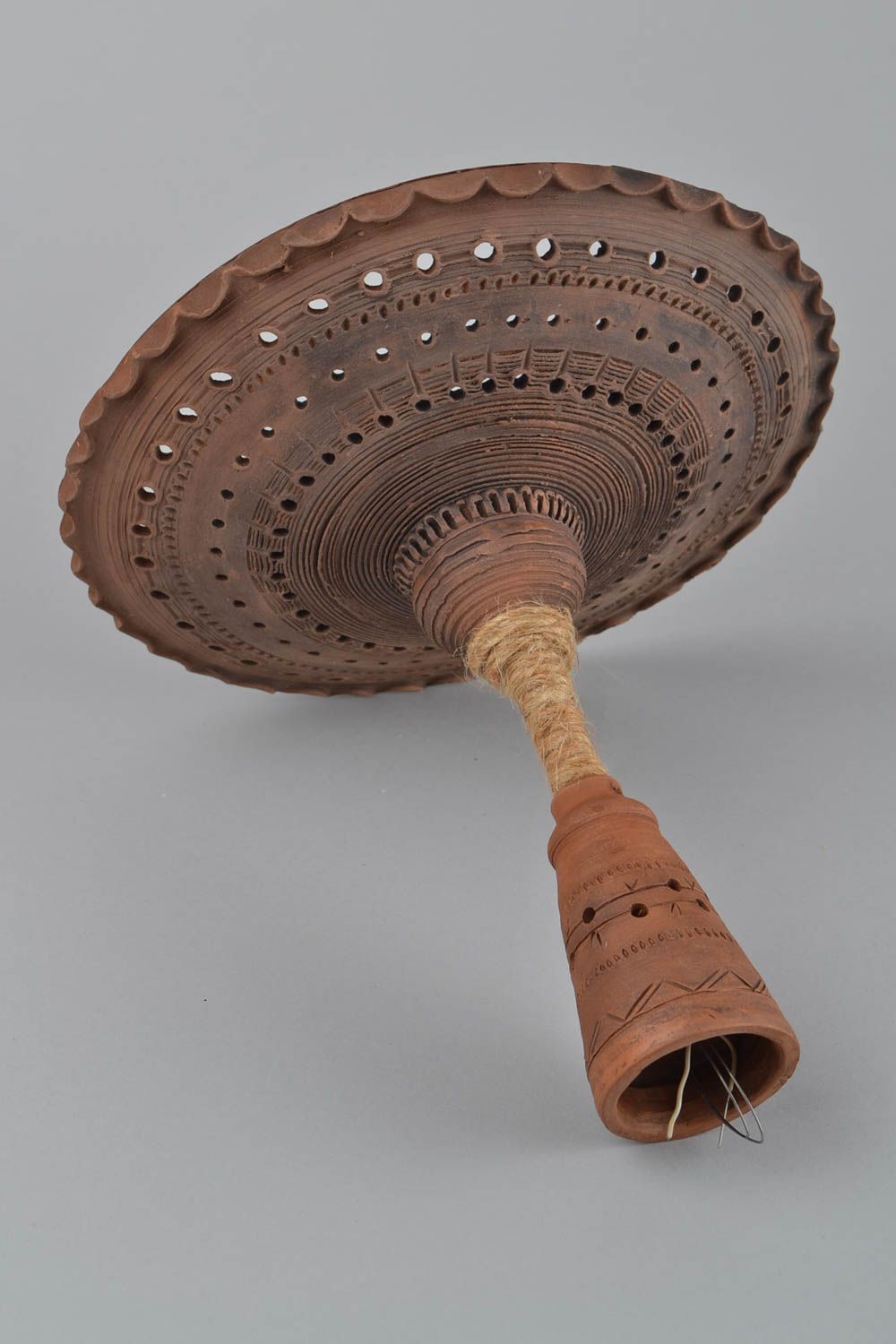 Lustre en céramique fait main pour une ampoule original ajouré ethnique photo 3
