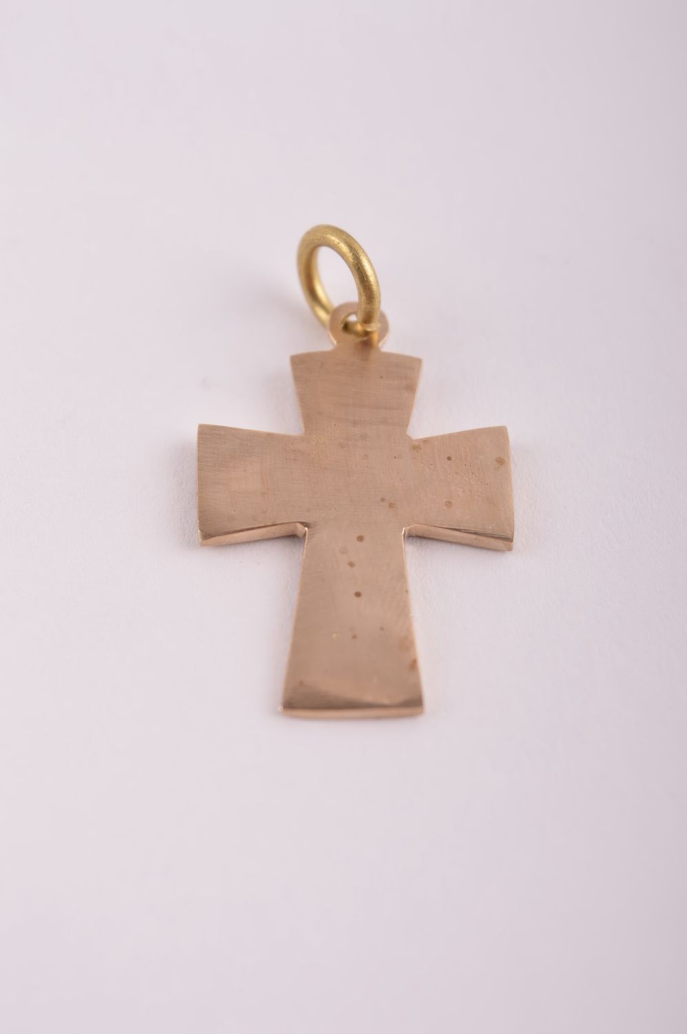 Крестик с камнями handmade подвеска на шею яркое украшение из латуни на шею фото 3