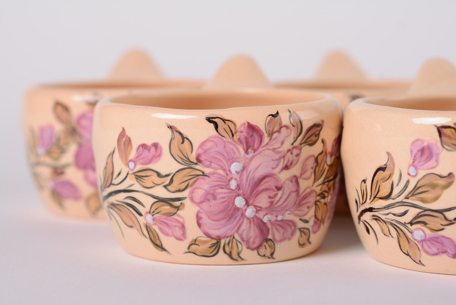 Handmade beautiful clay tea set for six persons majolica with painting majolica ceramics  photo 5