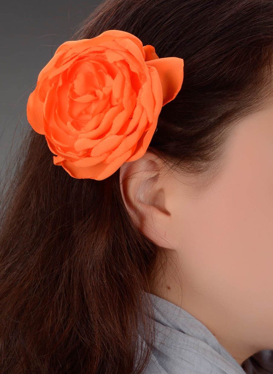 Beautiful brooch-hair pin Orange flower photo 5