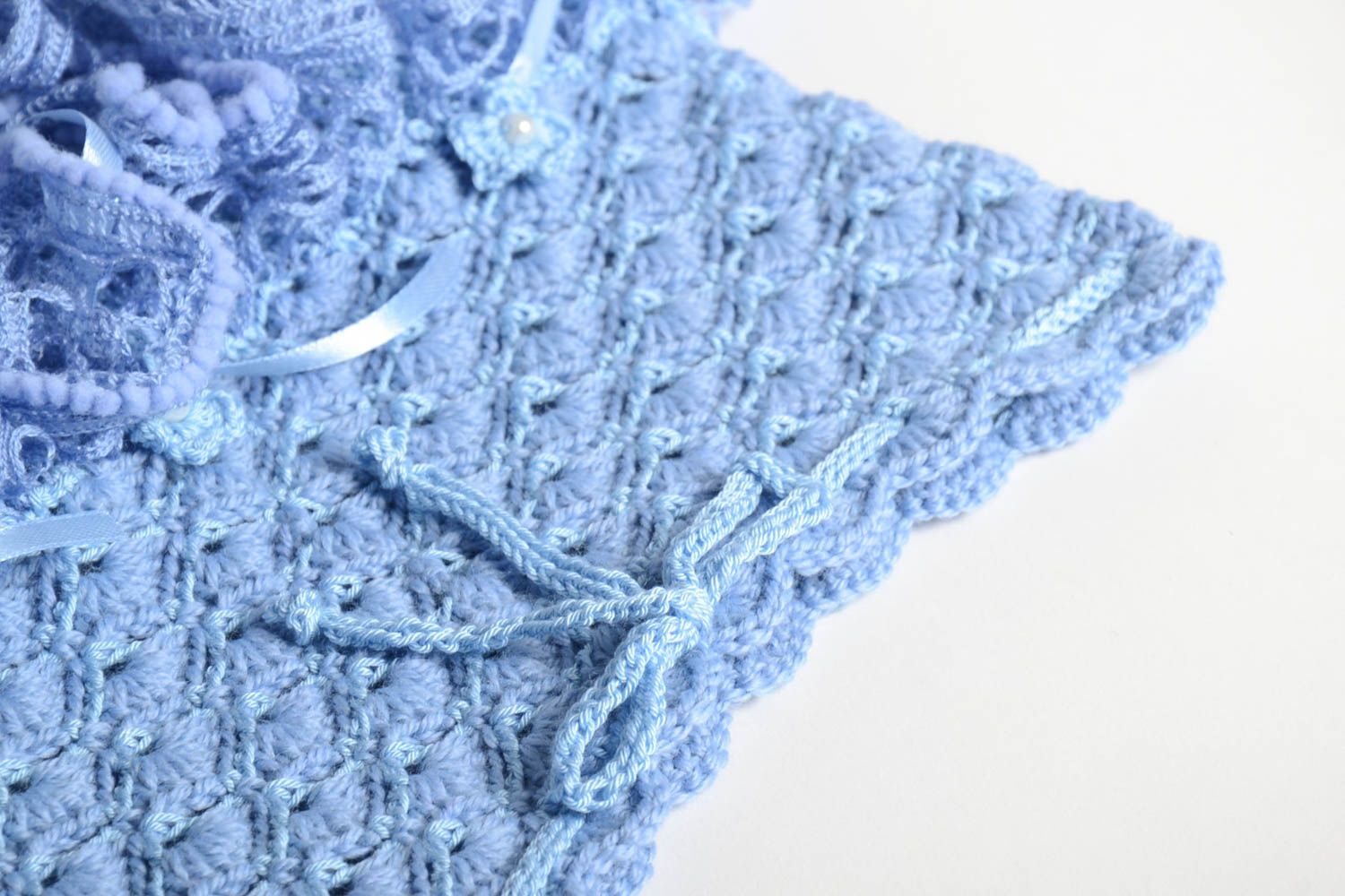 Falda tejida a gancho artesanal azul clara ropa de niñas regalo original foto 4