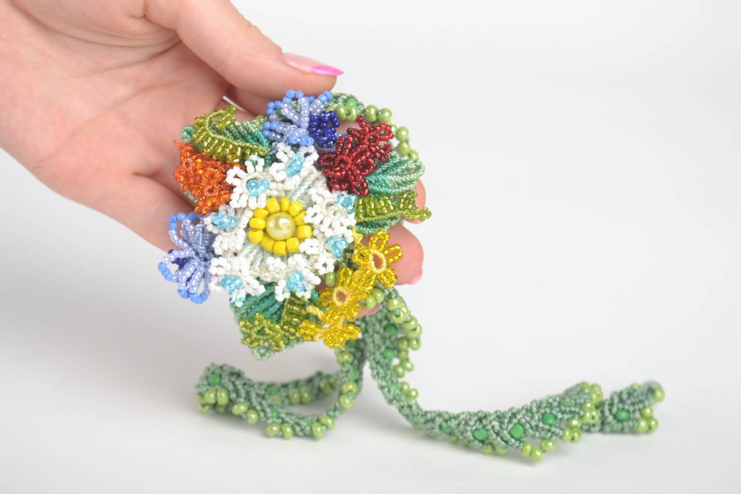Stylish handmade jewelry textile beaded necklace designer flower necklace photo 5
