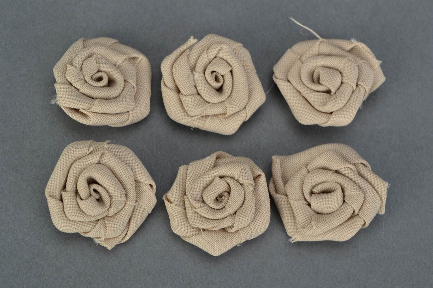 Handmade small beige fabric rose flower decoration for DIY brooch or hair clip photo 5