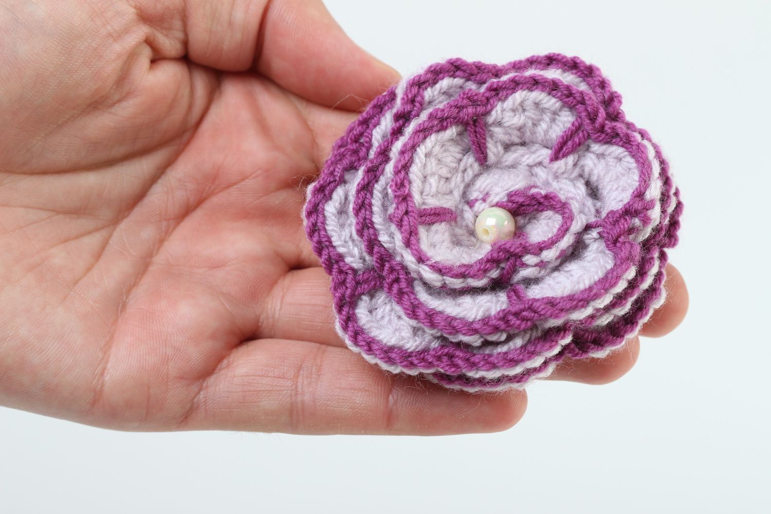 Fleur tricotée faite main Fourniture bijoux en fils acryliques Création broche photo 5