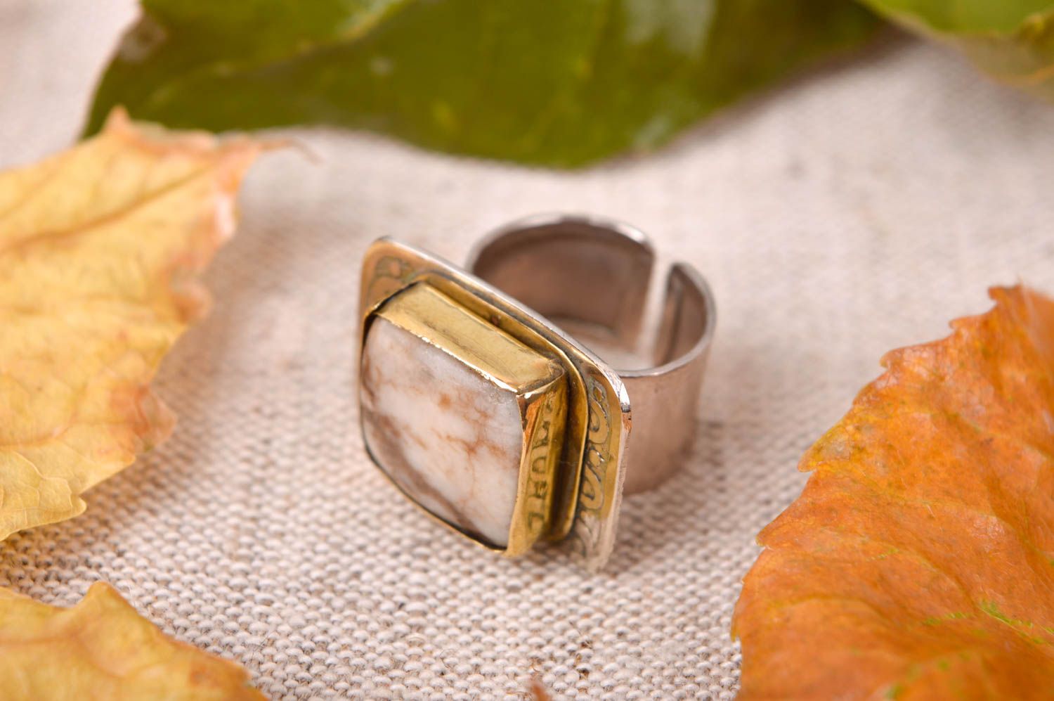 Кольцо ручной работы кольцо из мельхиора и латуни металлическое украшение фото 1