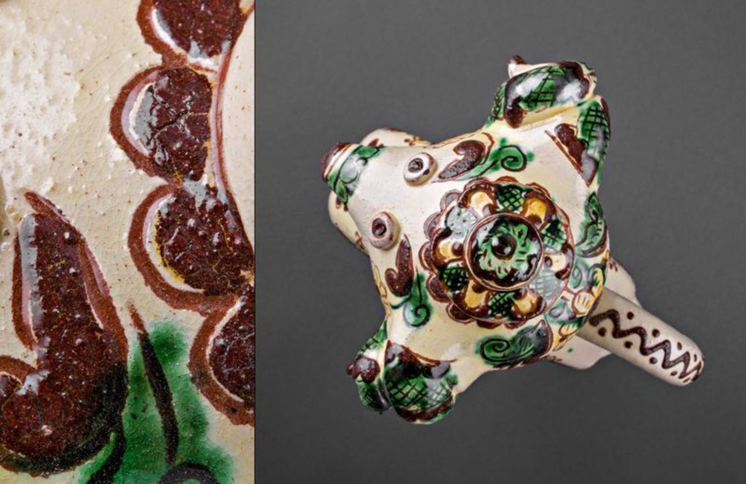 30 oz ceramic pitcher wine circle shape carafe in ethnic style in UNIQUE design 4 lb photo 3