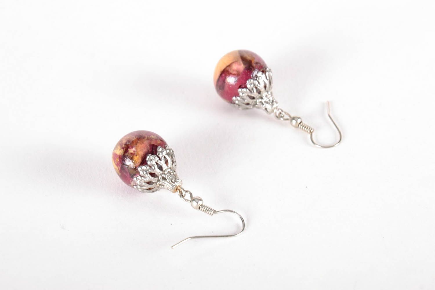 Earrings with Real Roses photo 2