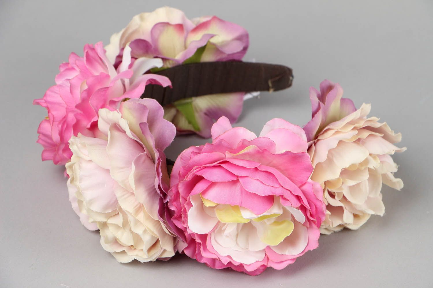Handmade Haarreif aus Stoffblumen foto 1