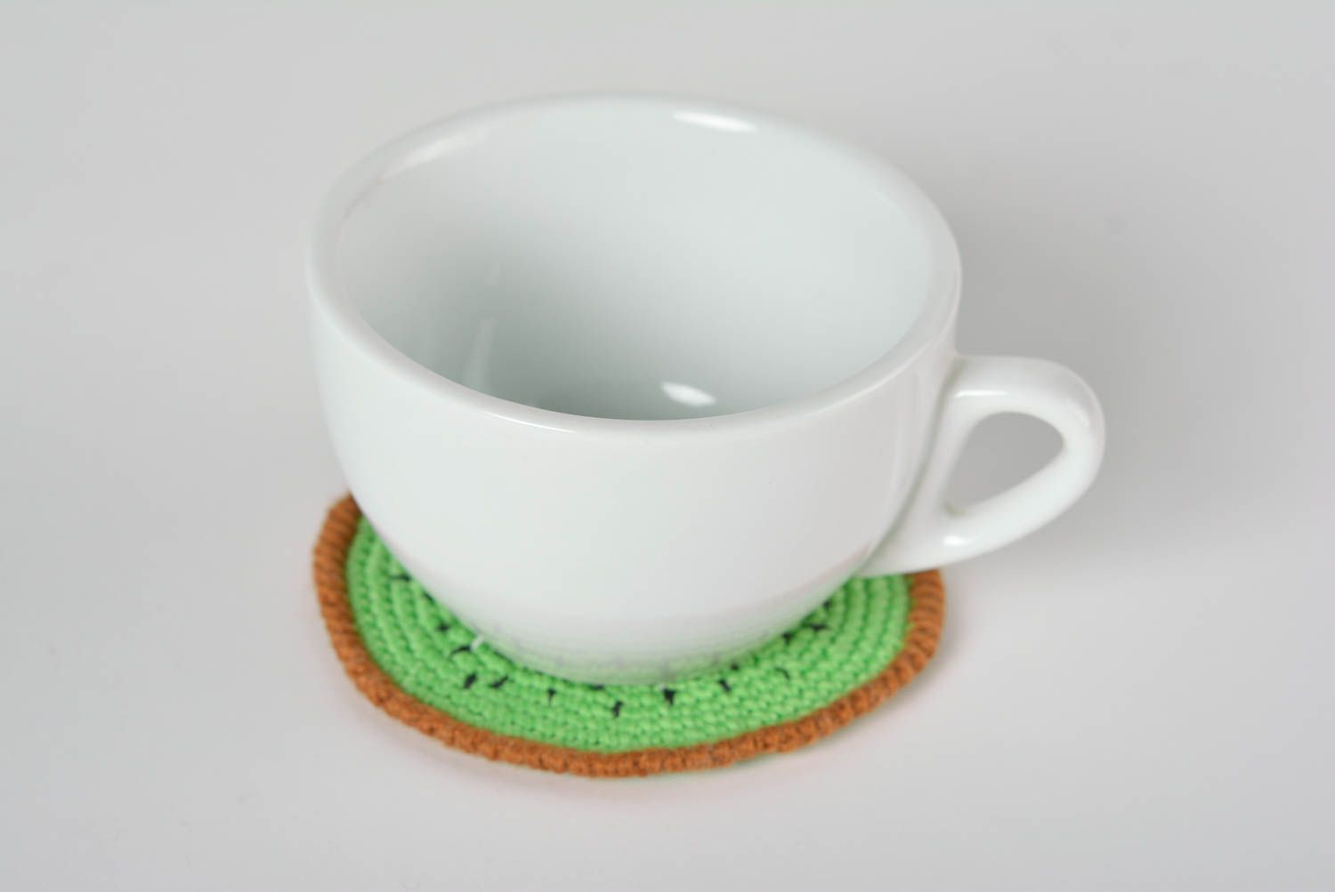 Dessous-de-verre fait main Sous-verre rond tricoté au crochet vert Déco cuisine photo 2