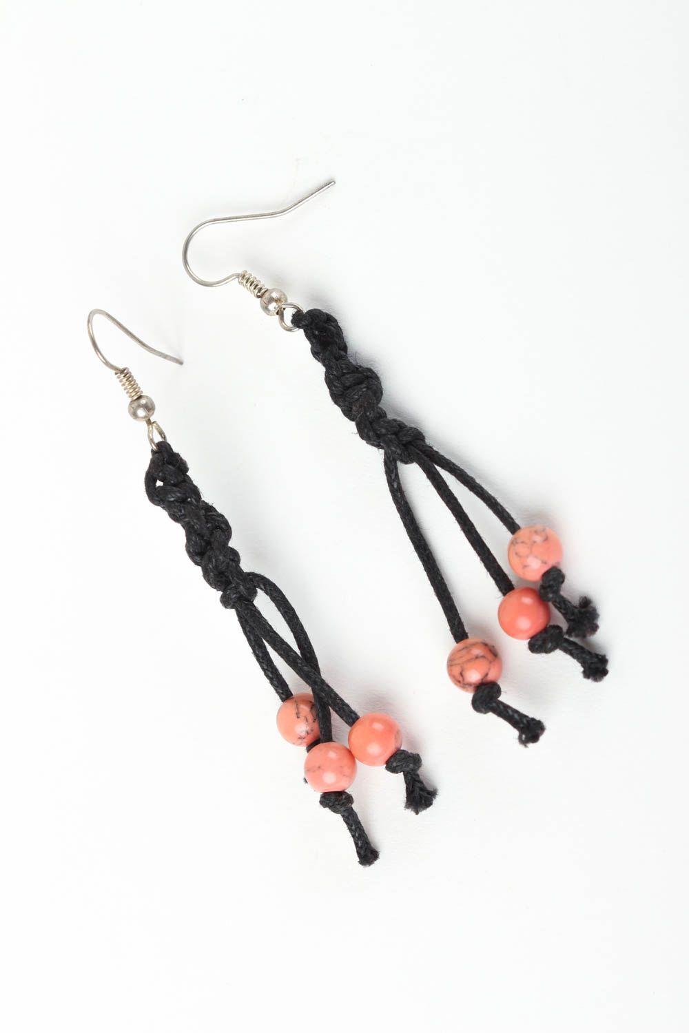 Stylish handmade cord earrings gemstone bead earrings beaded earrings design photo 2