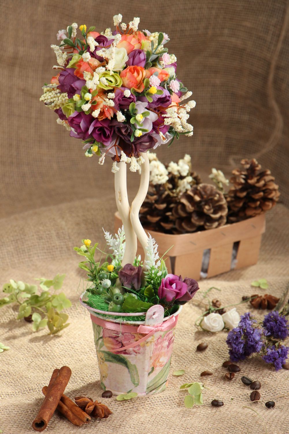 Topiario artesanal con flores “Primavera” foto 5