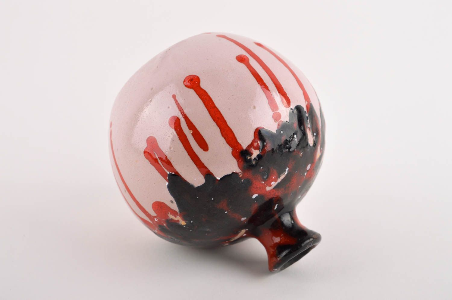 5,5 inches tall ceramic ball shape handmade vase for home décor in red and beige color 1 lb photo 3