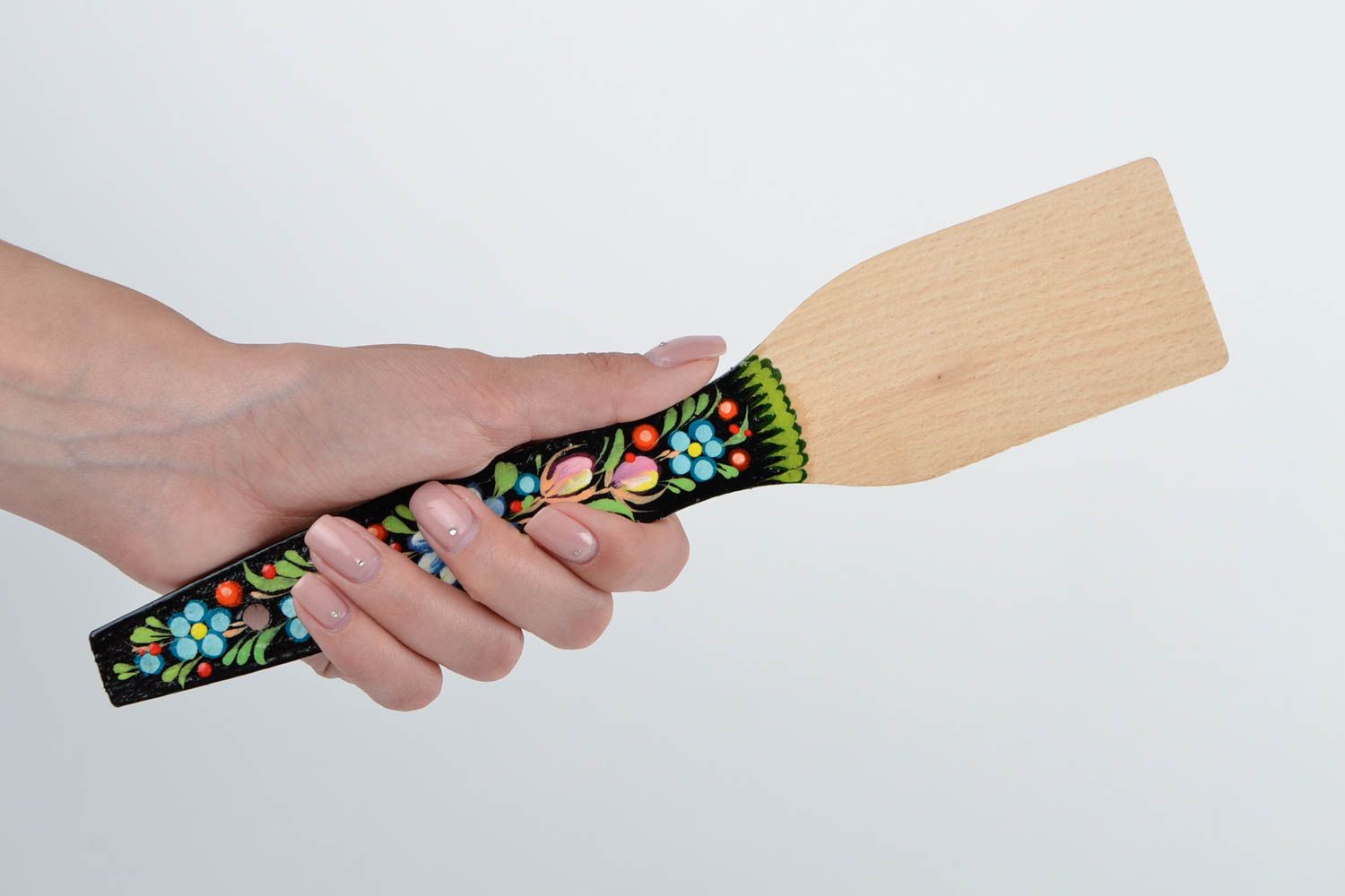 Handmade wooden spatula designer Petrykivka painting kitchen tool ethnic decor photo 2