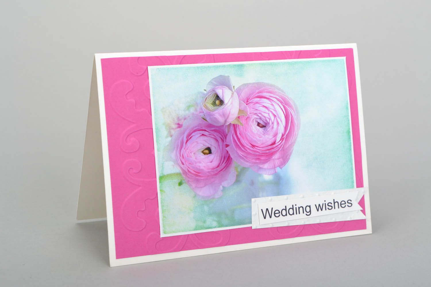 Künstlerische handgemachte Grußkarte Wedding wishes foto 3