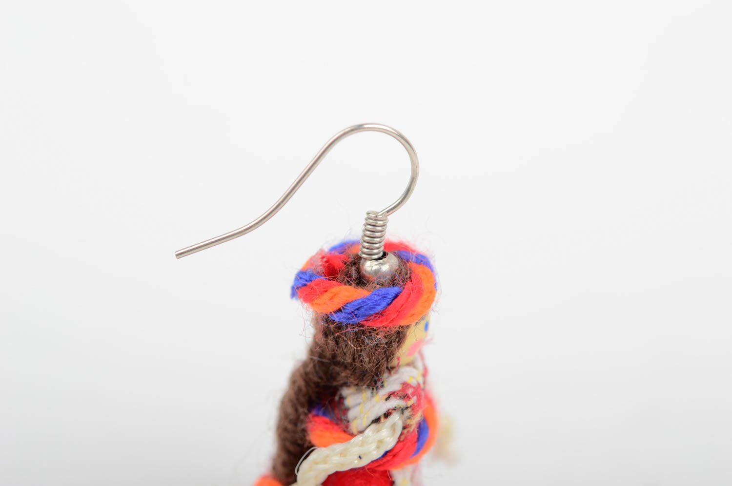 Серьги из ткани ручной работы красивые серьги куколки модные серьги интересные фото 5
