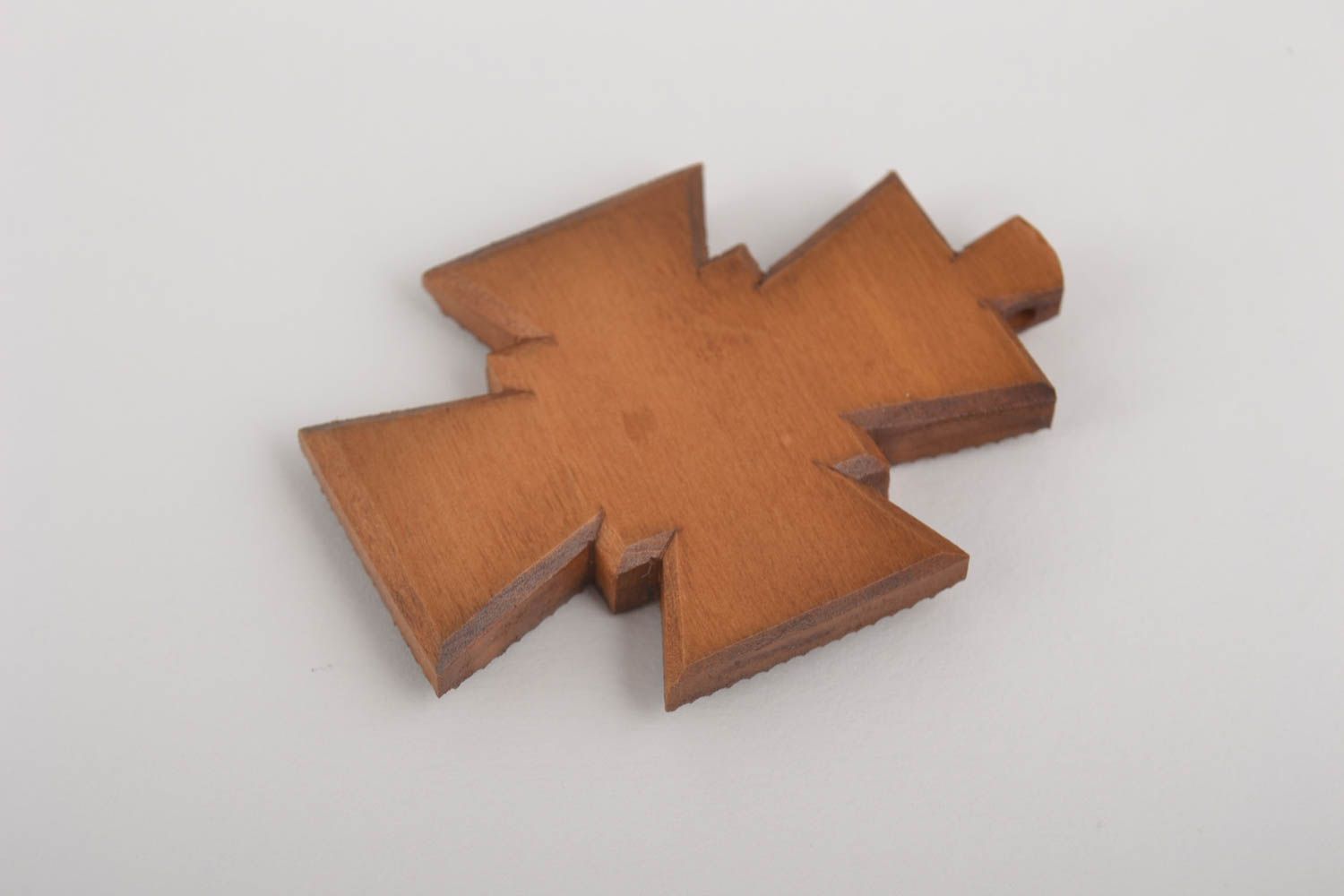 Croix pectorale faite main Pendentif en bois original petit Objet religieux photo 2