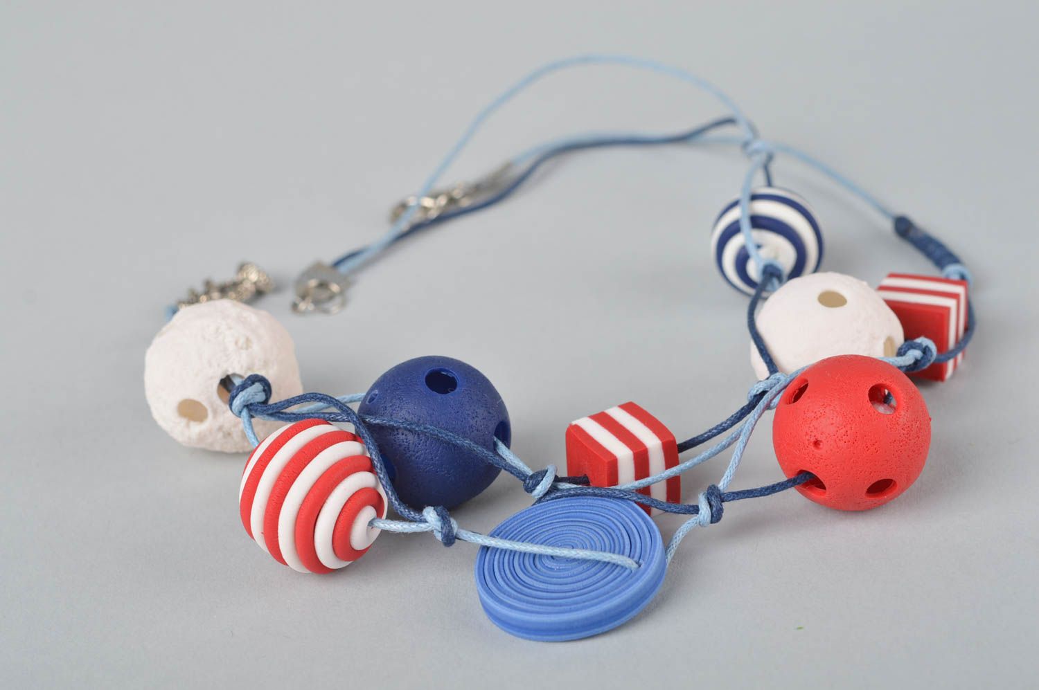 Handmade polymer clay necklace beaded plastic necklace plastic accessories photo 5