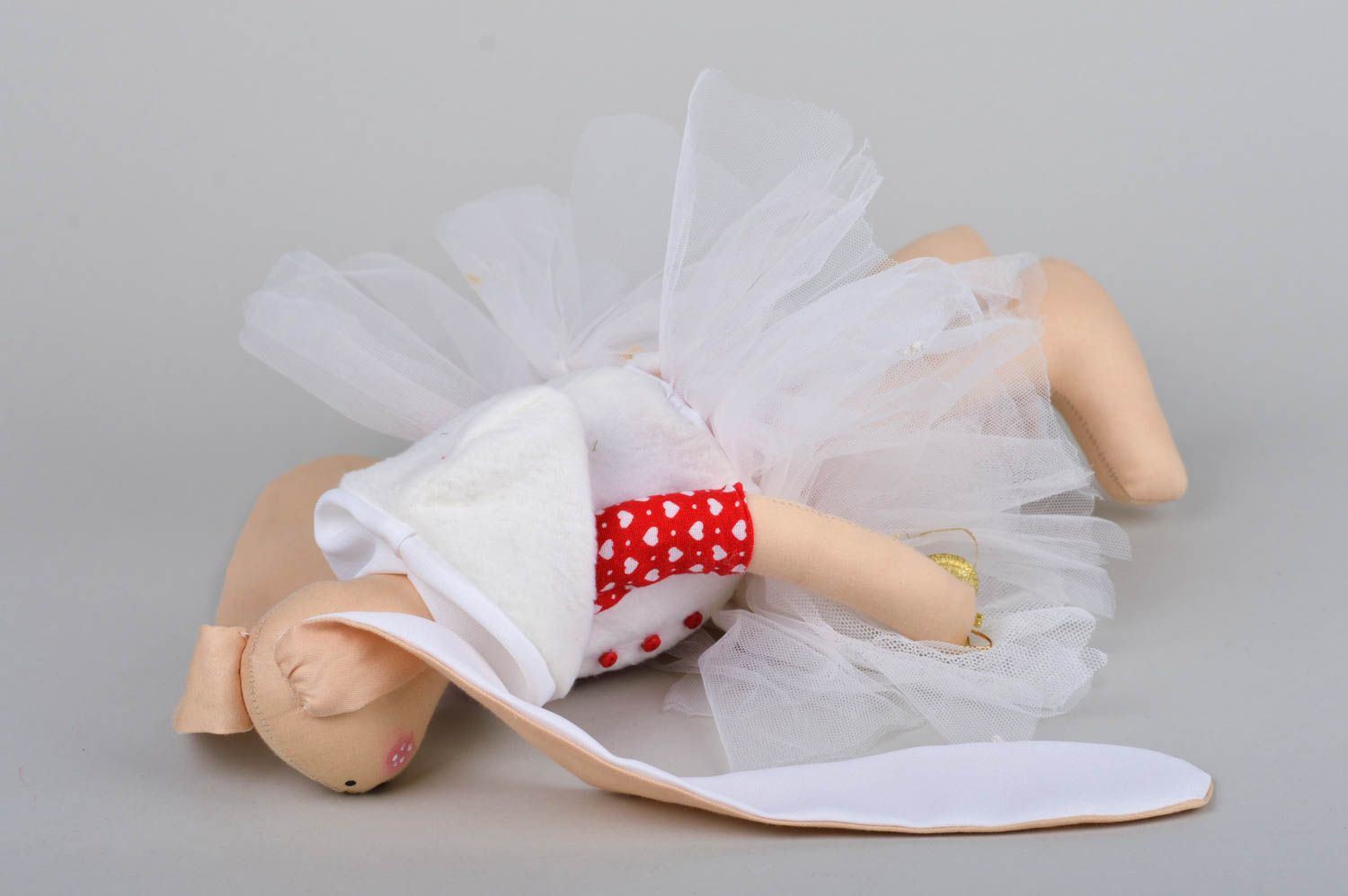 Игрушка заяц ручной работы авторская игрушка стильный подарок девочка в юбке фото 5