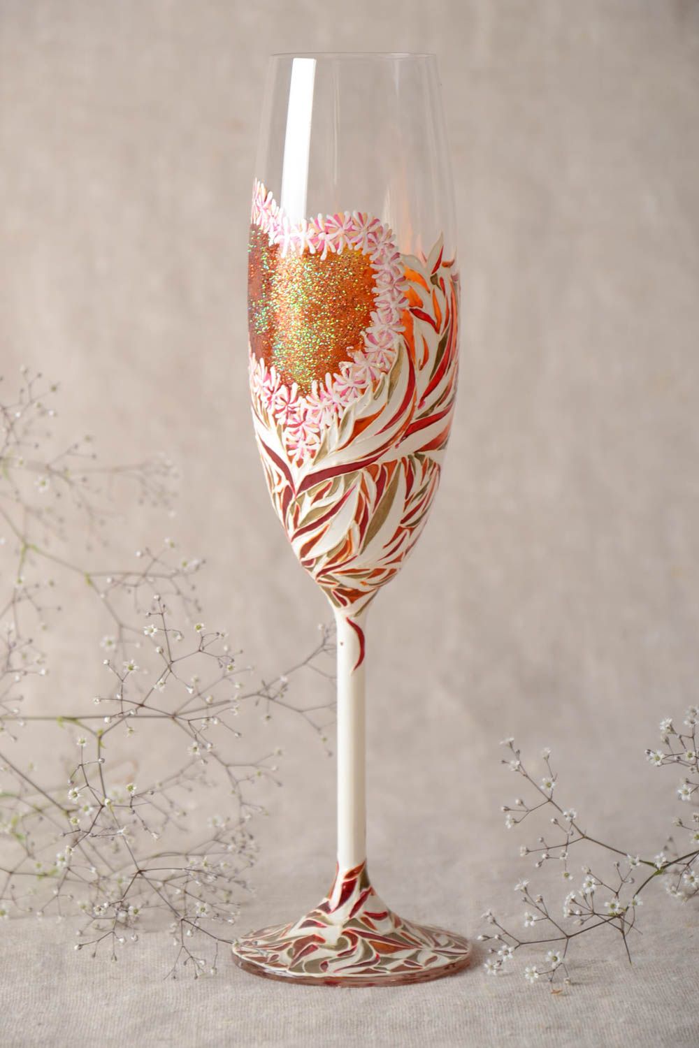 Handmade champagne flute 400 ml best wine glasses gift idea for girl photo 1