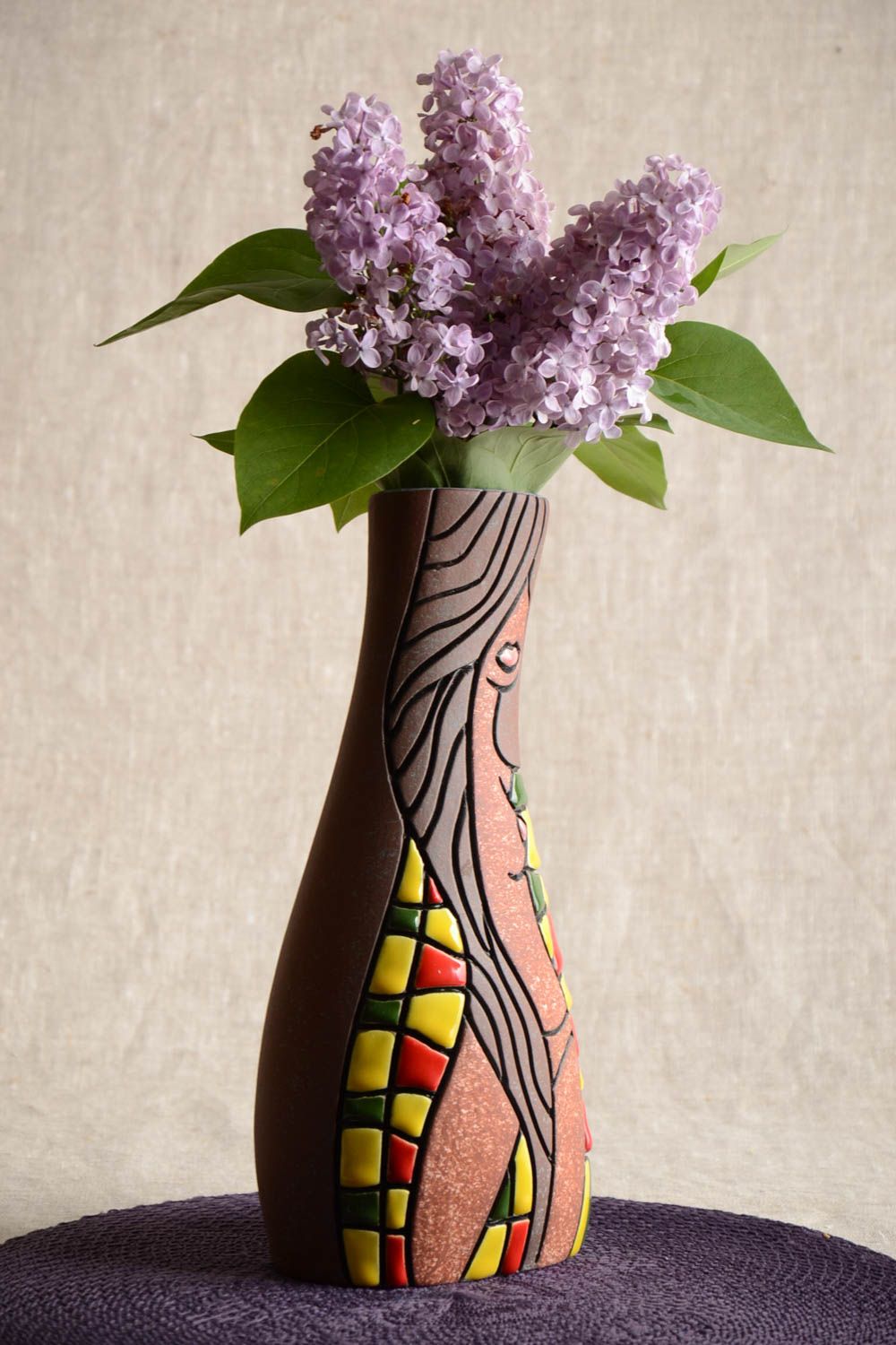 Keramik Vase mit Bemalung aus Halbporzellan Handarbeit für Haus Dekor 1.5 l foto 1