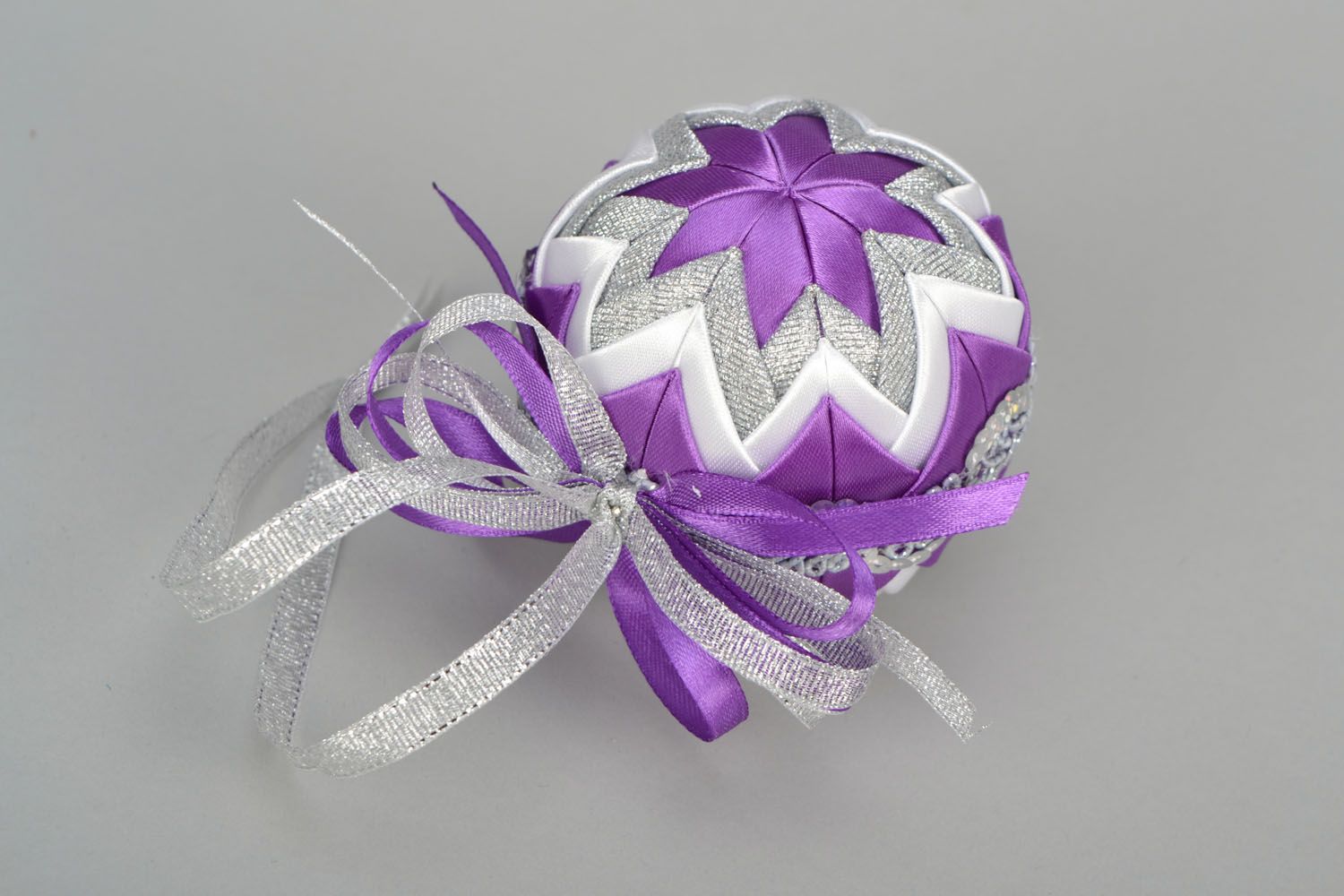 Christmas ball made of ribbons photo 3