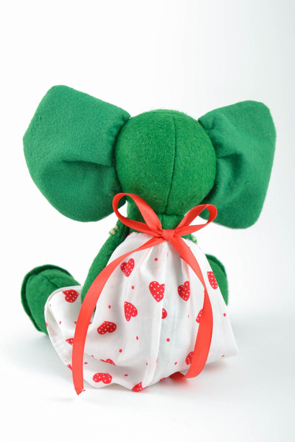 Joli jouet mou fait main en feutre et coton éléphant vert cadeau pour enfant photo 3