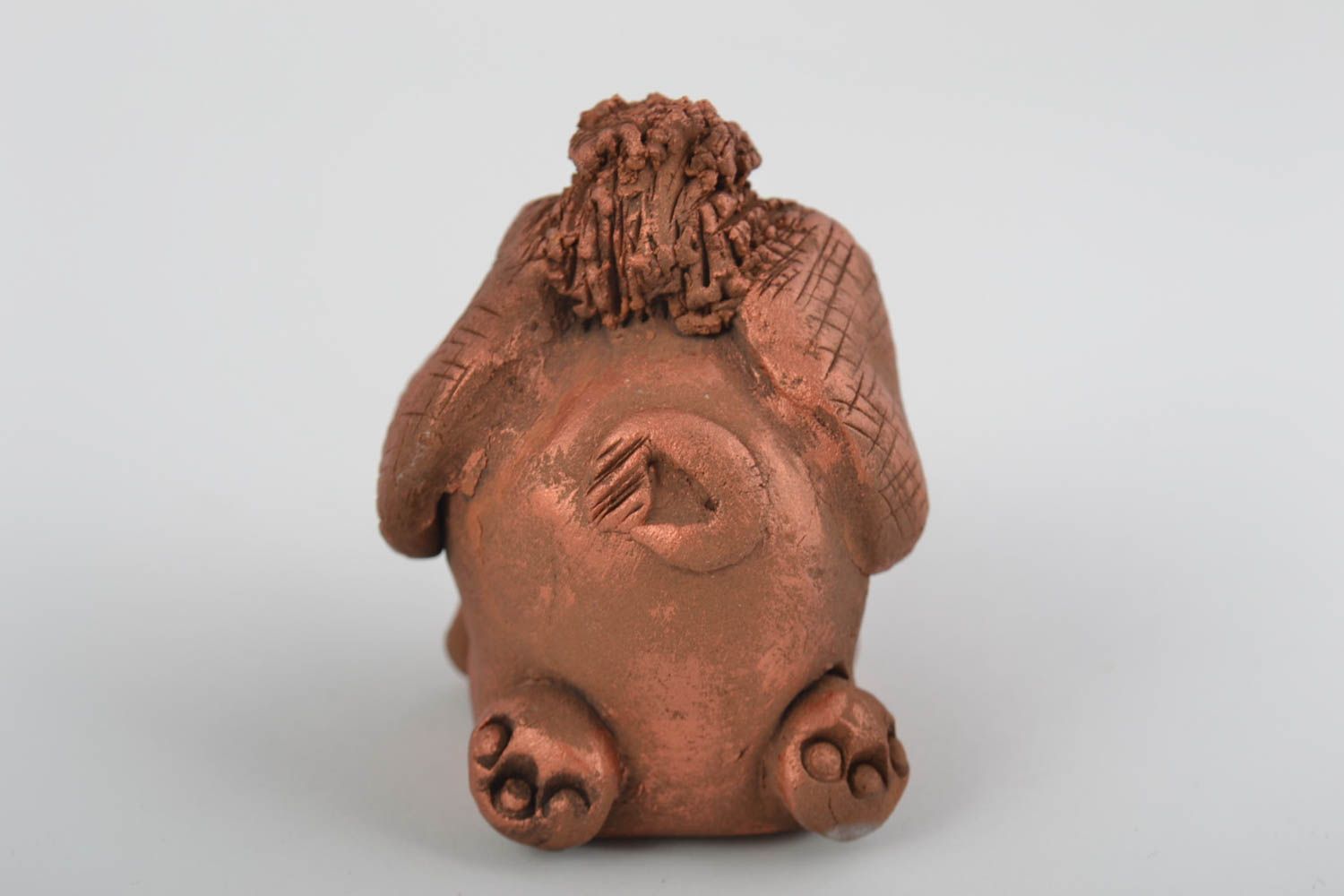 Handmade unusual decorative clay figurine in shape of elephant  photo 3