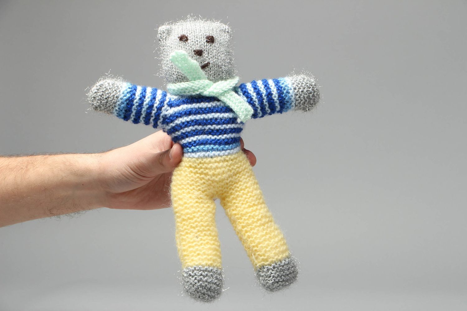 Orsetto a maglia fatto a mano pupazzo morbido giocattolo da bambini a uncinetto
 foto 4