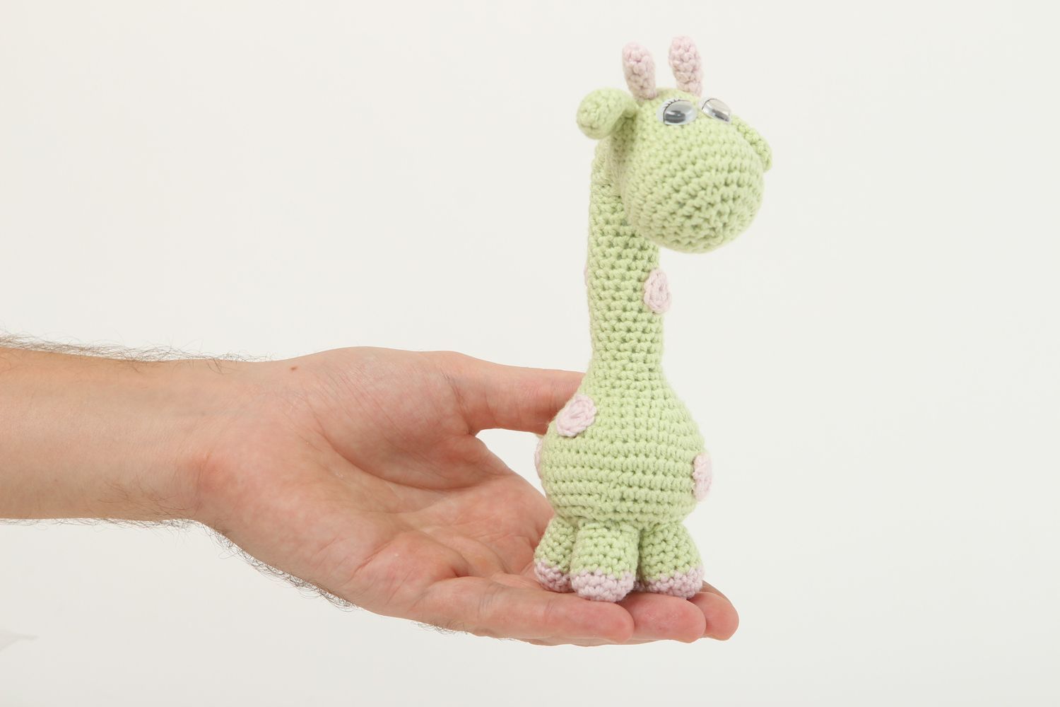 Мягкая игрушка ручной работы игрушка крючком детская игрушка жираф зеленый фото 5