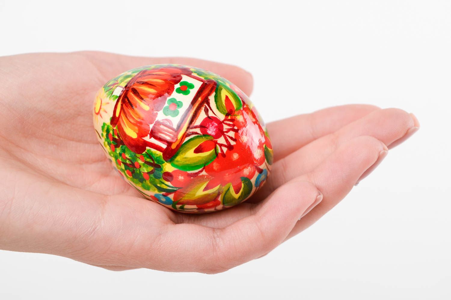 Huevo original de madera hecho a mano elemento decorativo regalo para Pascua
 foto 2