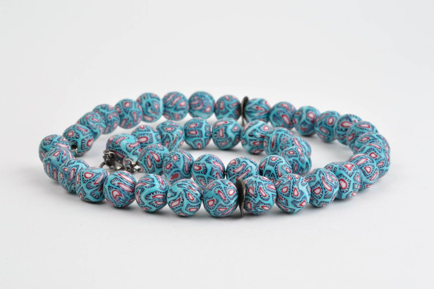 Parure collier bracelet Bijoux faits main bleus pâte polymère Cadeau femme photo 3