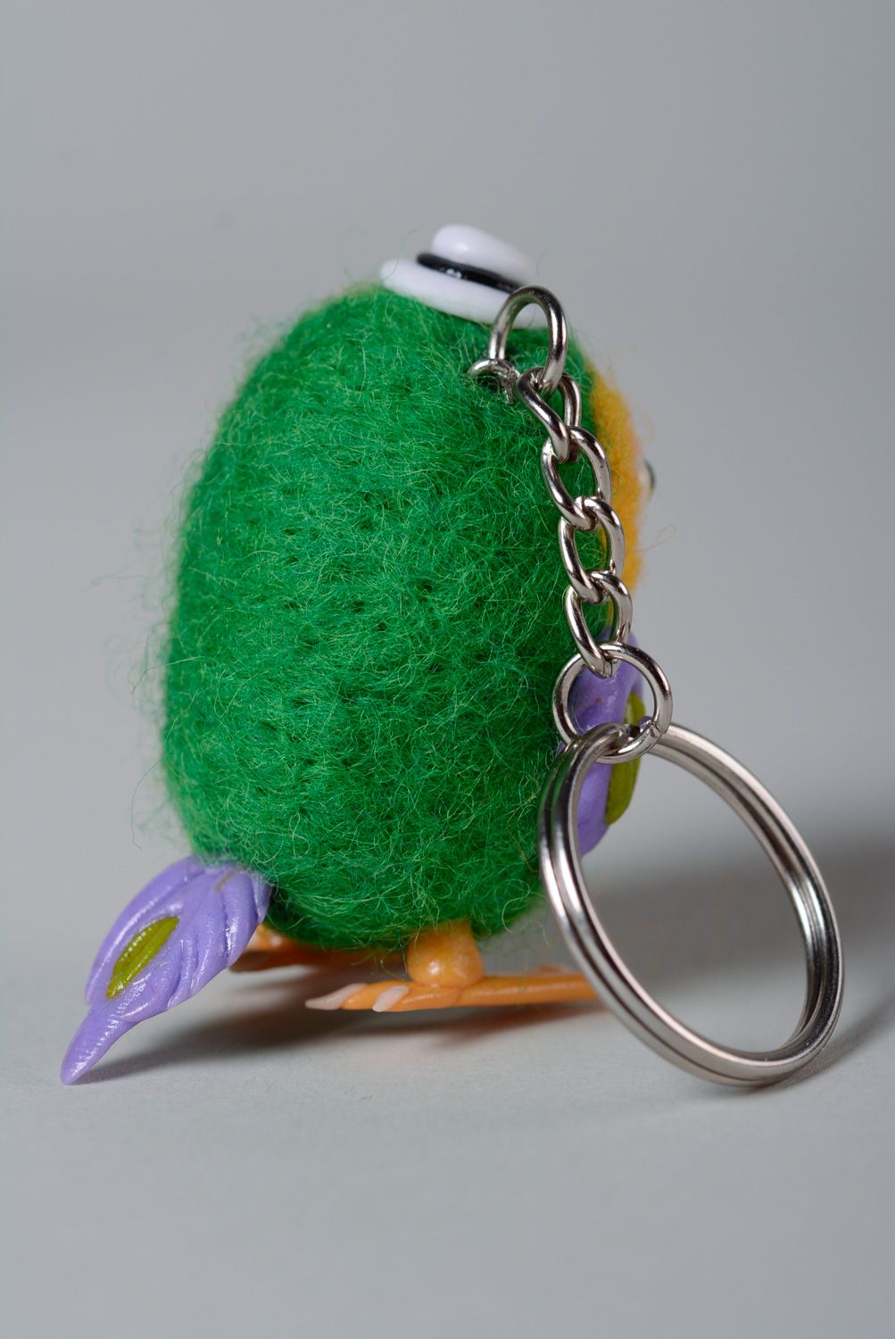 Felted keychain toy made of wool and polymer clay Gosha photo 3