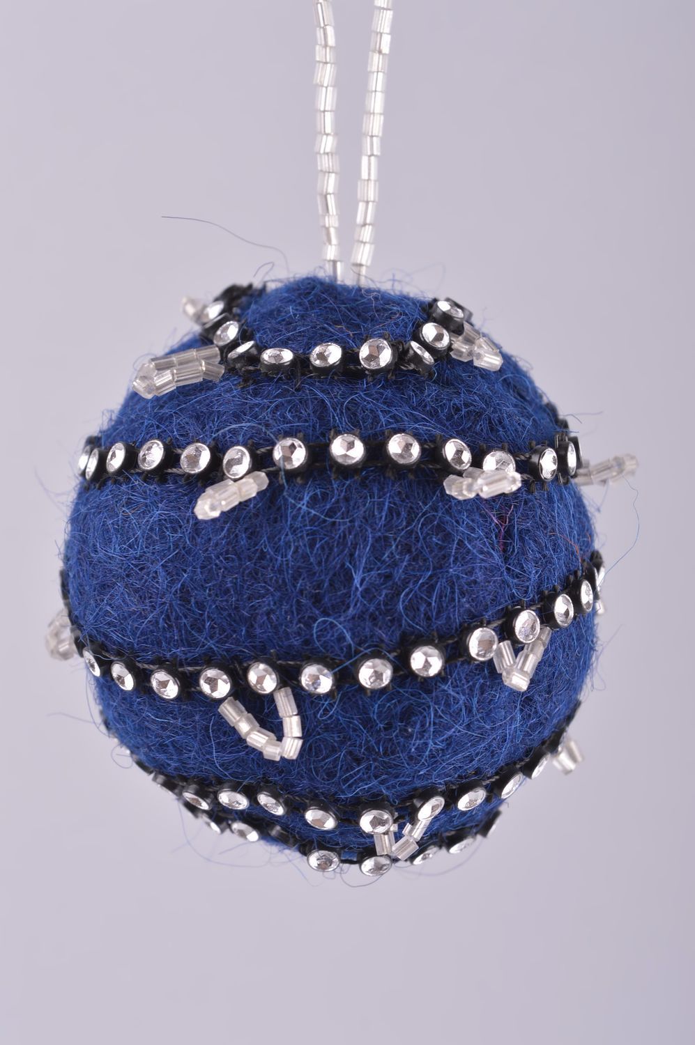 Déco fait main Boule à suspendre en laine et perles de rocaille Décoration Noël photo 2