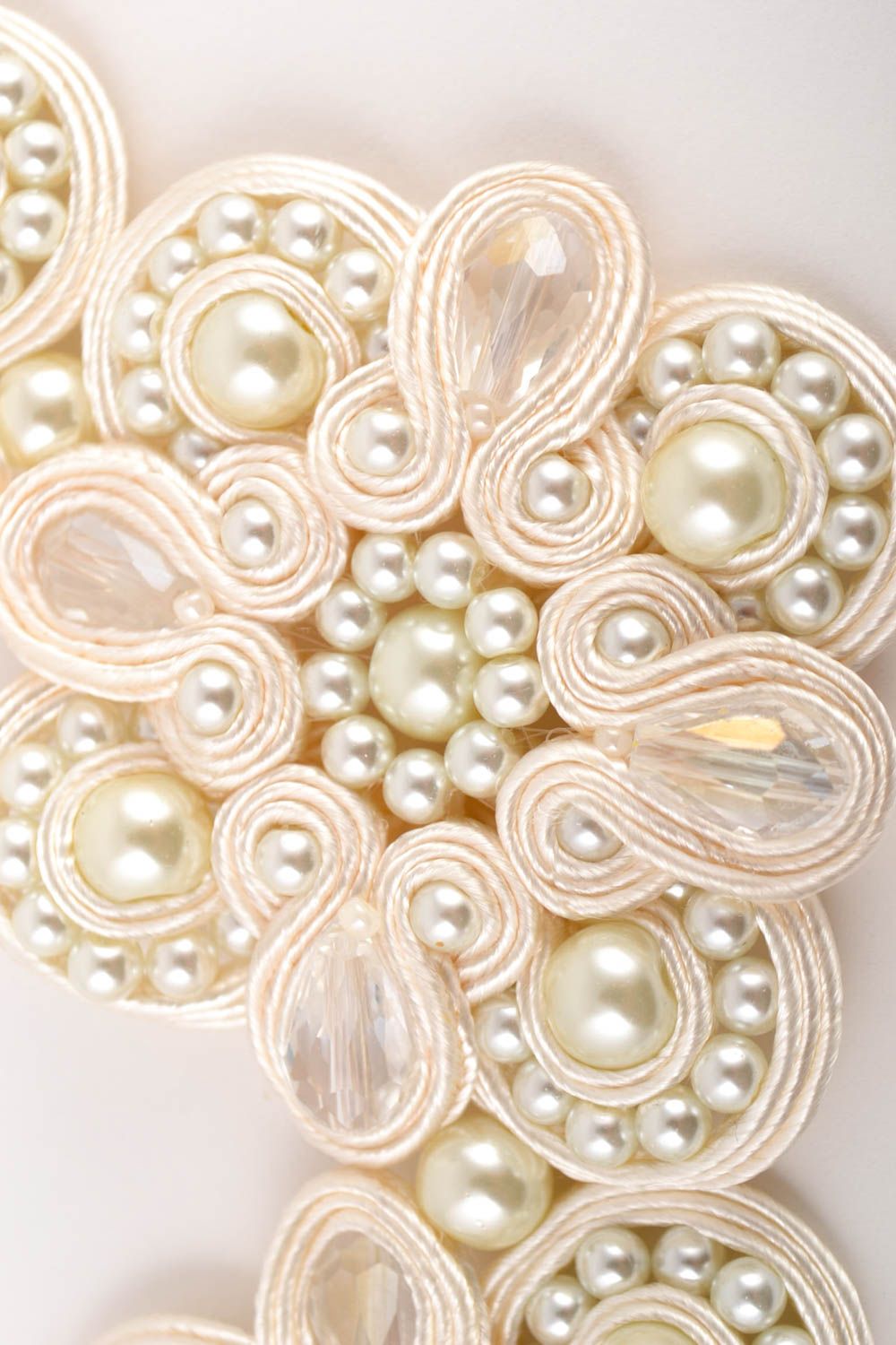 Collier soutache Bijou fait main Accessoire femme blanc perles nacrées photo 2
