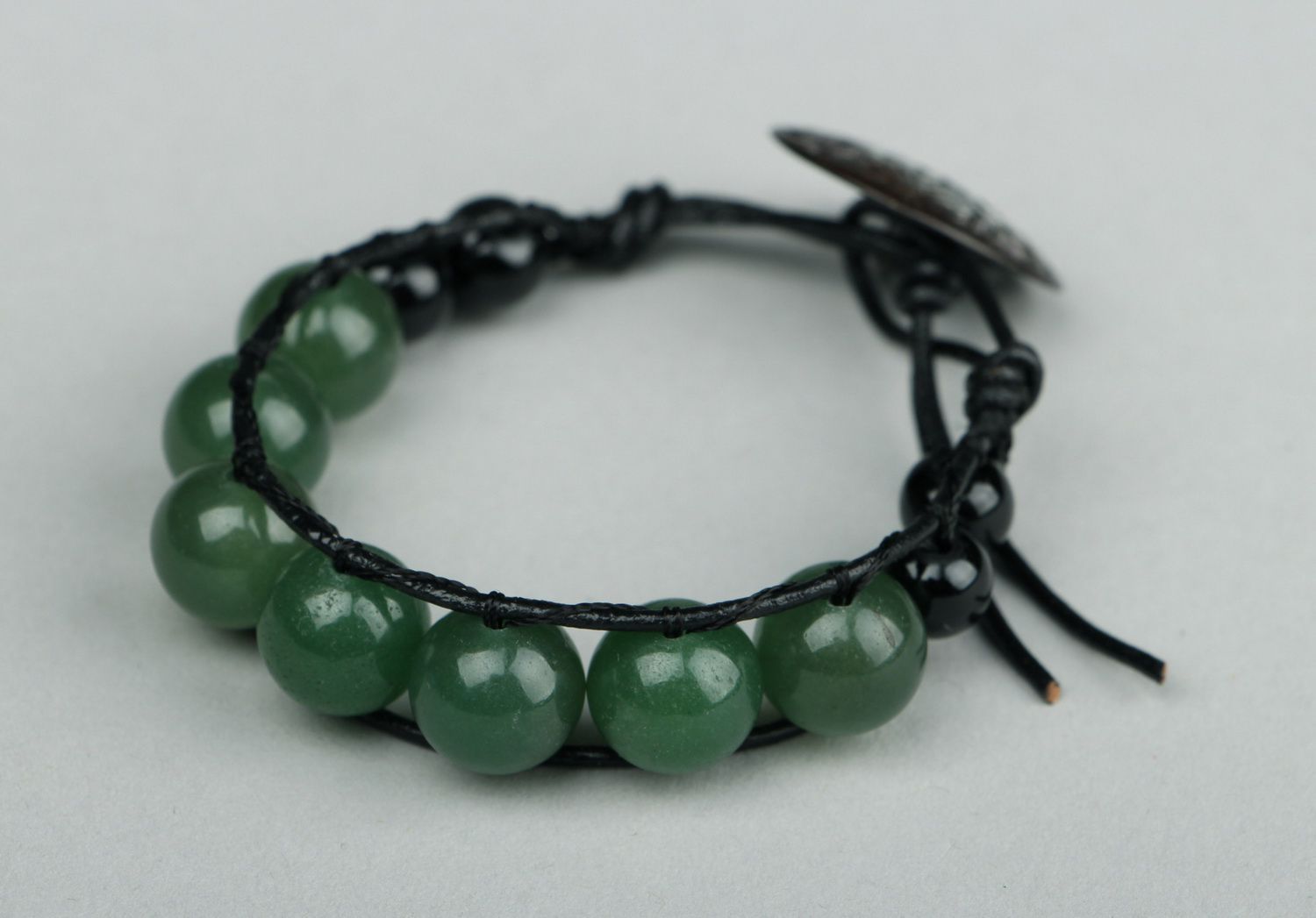 Bracelet jade néphrite fait main photo 2