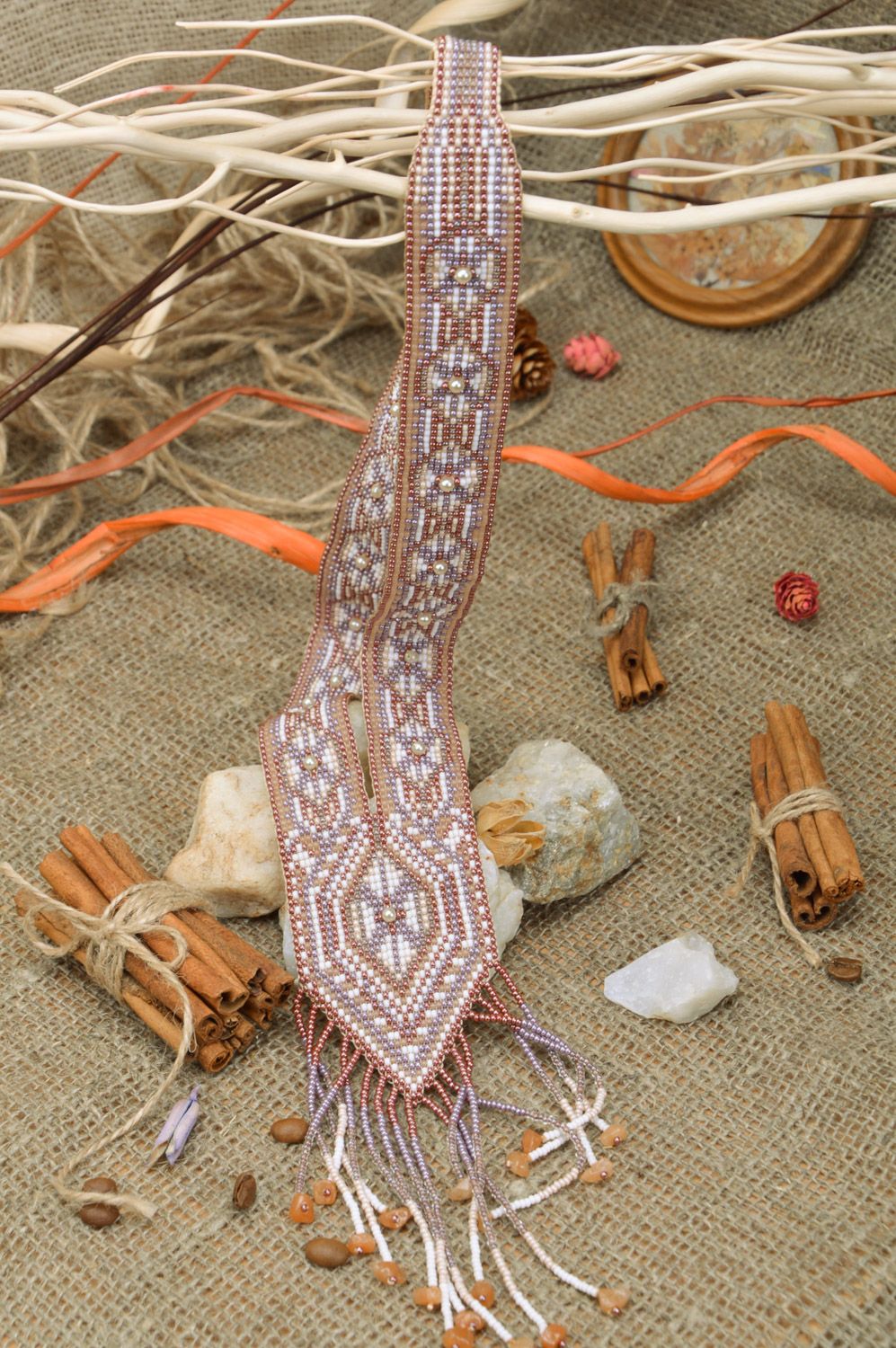 Ethnisches Collier Gerdan aus Glasperlen künstlerisch weiblich handmade foto 1