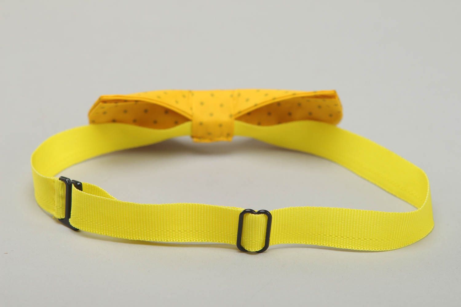Polka dot yellow cotton fabric bow tie photo 3