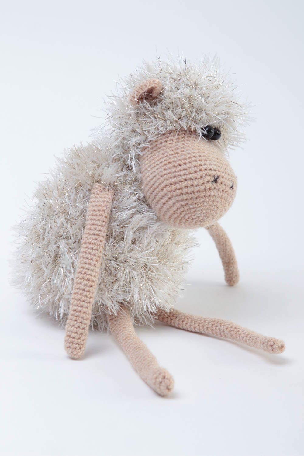 Jouet tricoté Peluche faite main mouton au crochet Cadeau enfant décoration photo 2