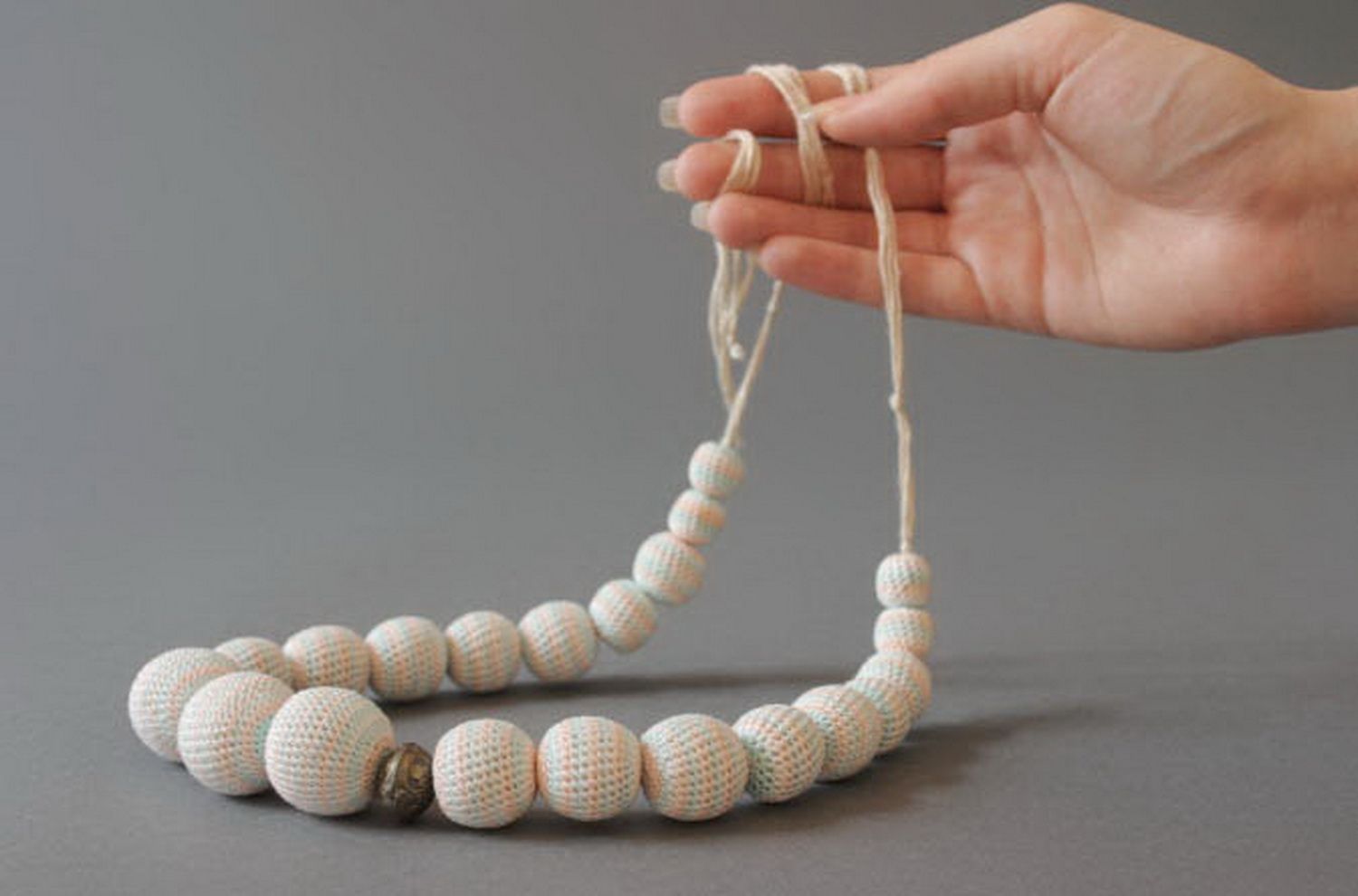 Sling bead necklace on waxed thread photo 8