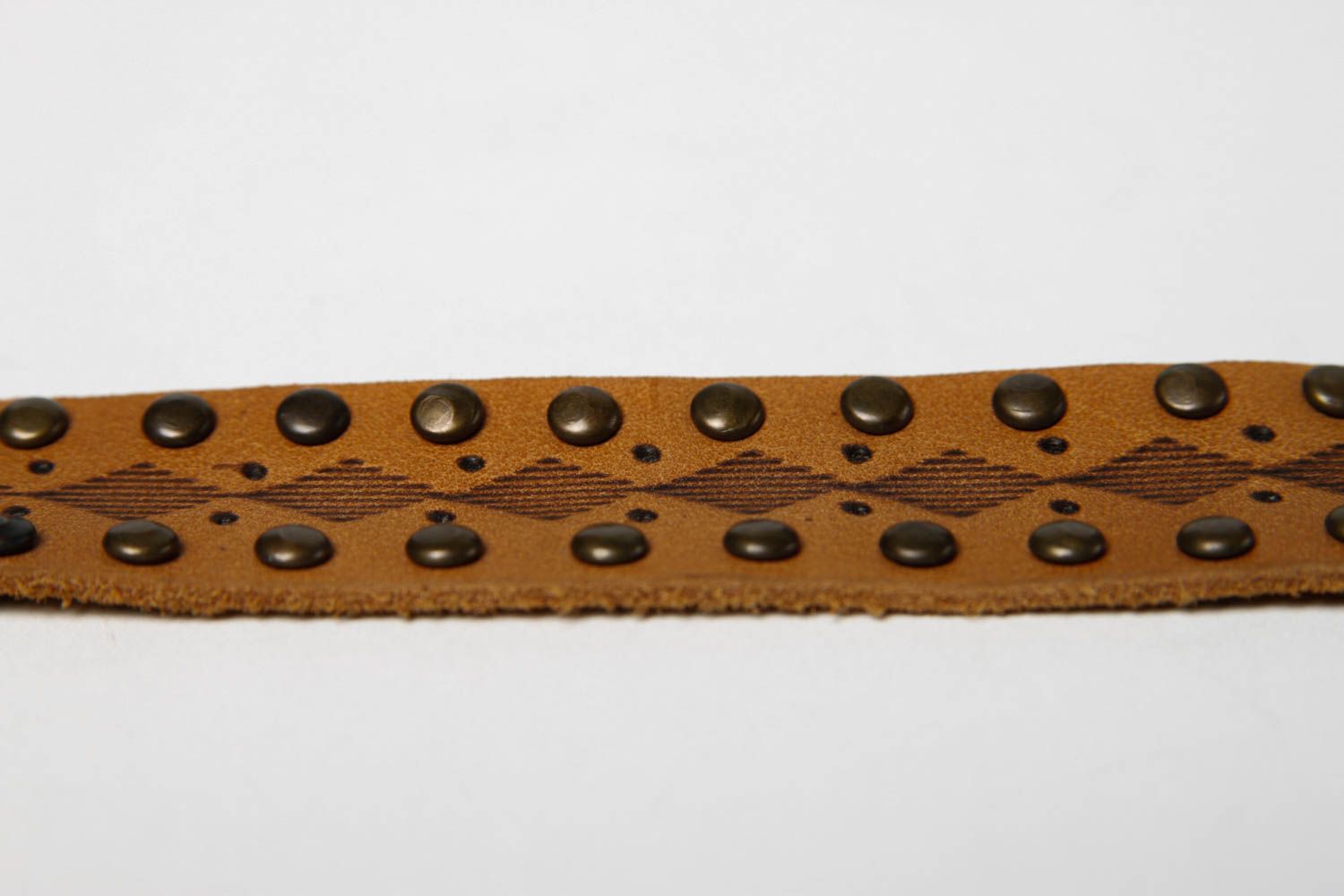 Bracelet cuir fait main Bijoux en cuir large brun Accessoire femme original photo 4