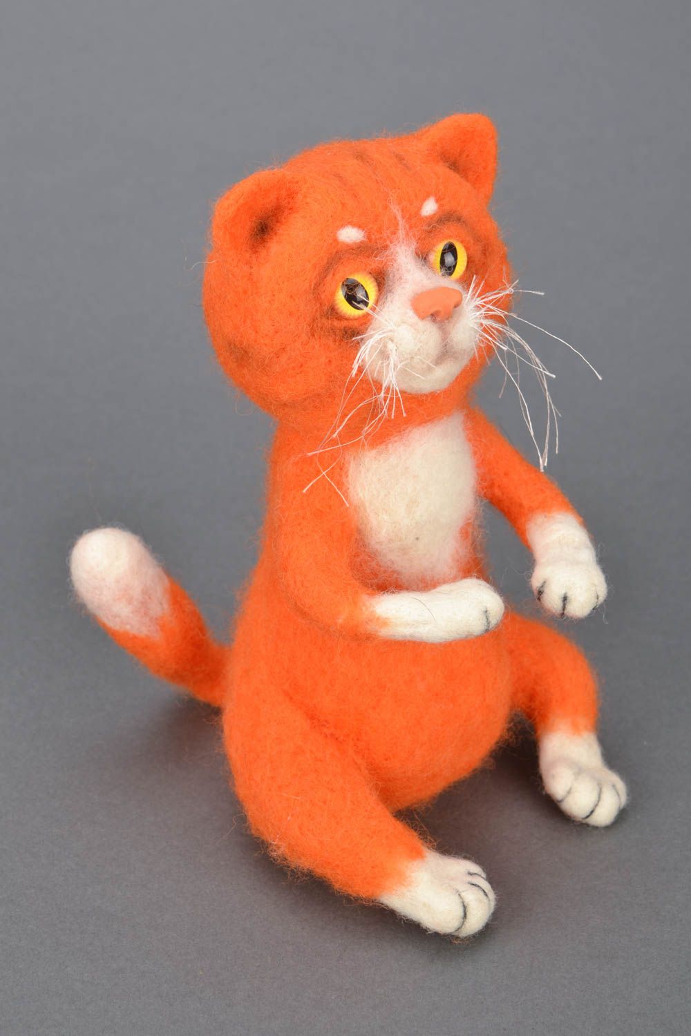 Валяная игрушка кот рыжий фото 1