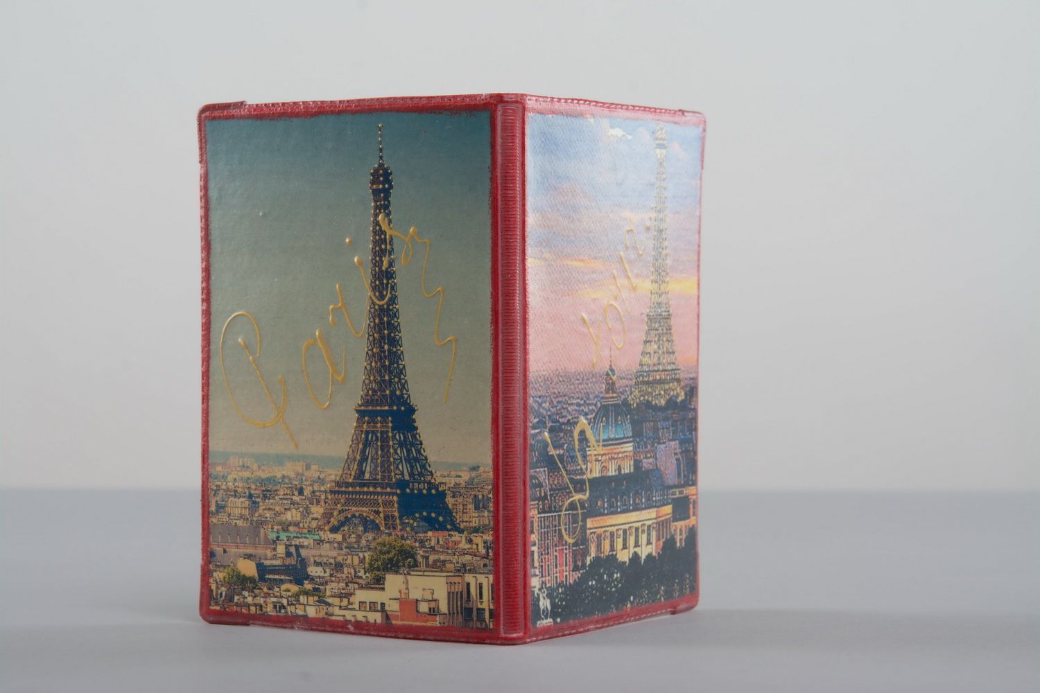 Étui pour passeport fait main avec tour Eiffel  photo 2