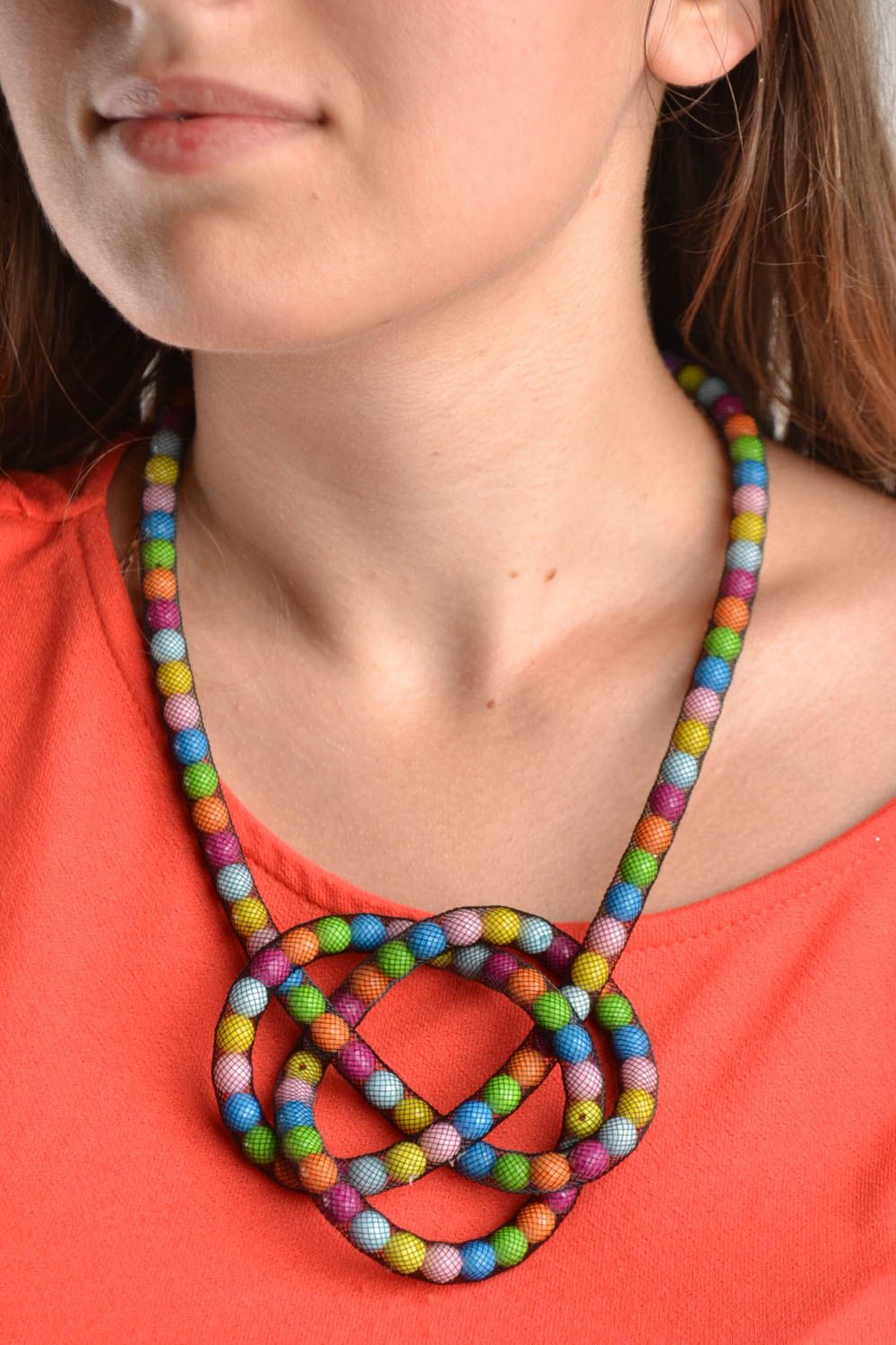 Handmade Glasperlen Halskette Modeschmuck Collier Accessoire für Frauen bunt foto 1