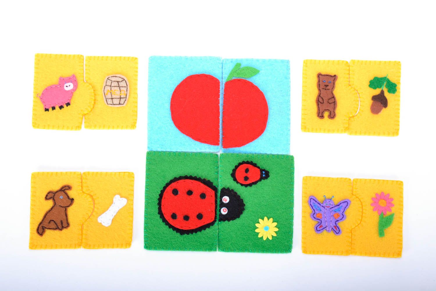 Puzzles pour enfant en tissu de feutre faits main originaux multicolores photo 1