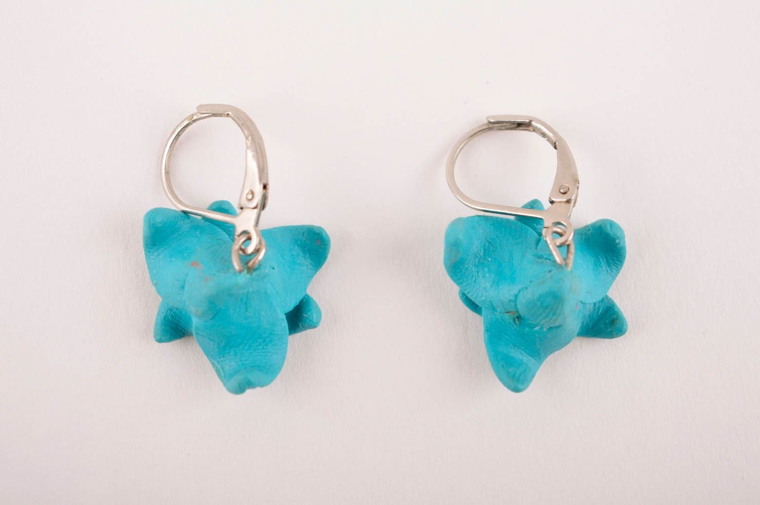 Ohrringe Blumen handmade Modeschmuck Ohrhänger Juwelier Modeschmuck in Blau  foto 4